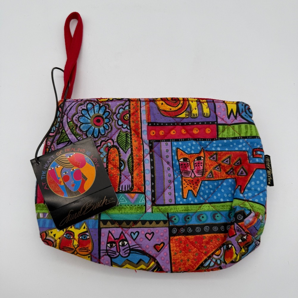 NWT Laurel Burch Cosmetic Bag Quilted Cat Pouch LB4614 Wristlet